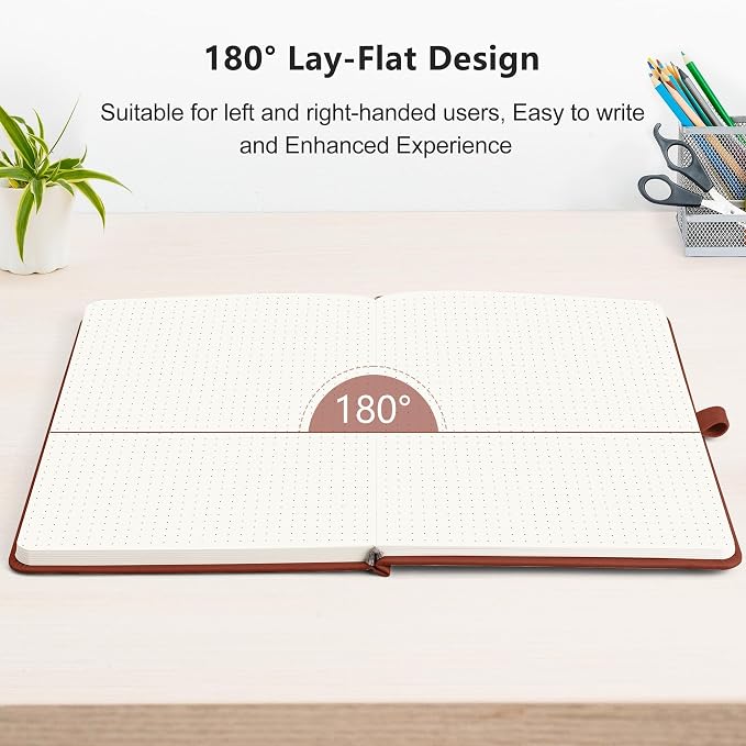 RETTACY Dotted Journal Notebook, 192 Pages, A5 Medium Size, Leather Hardcover - Image 6