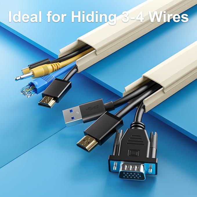 Yecaye TV Cord Hider, 42In Large Cable Hider Beige, Wire Covers - Image 4