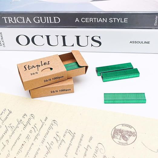 NatSumeBasics 3000 Colored Staples 26/6 Standard Green Staple Refill - Image 3