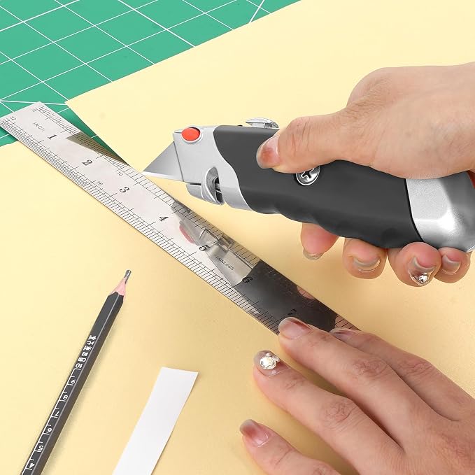 DIYSELF 10Pack Box Cutter, Rubber Handle Utility Knife, Box Cutter Retractable - Image 5
