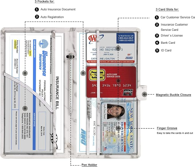 TOURSUIT Car Registration and Insurance Card Holder, Vehicle License Document - Image 2