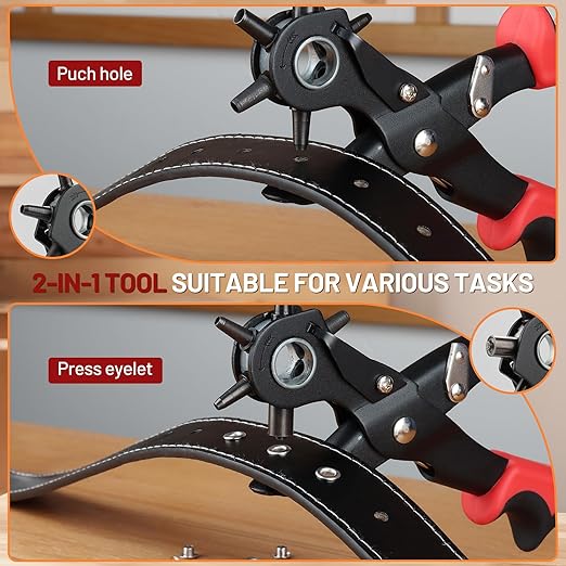 2 in 1 Leather Hole Punch, 3/16" 4.5mm Revolving Hole Puncher - Image 3