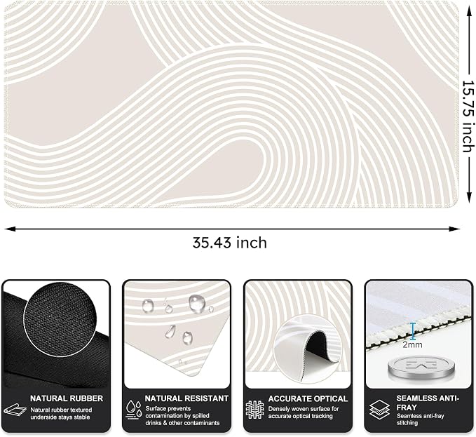 iCasso Big Desk Pad, XXL Extended Gaming Mouse Pad, Large Mouse Pad - Image 2
