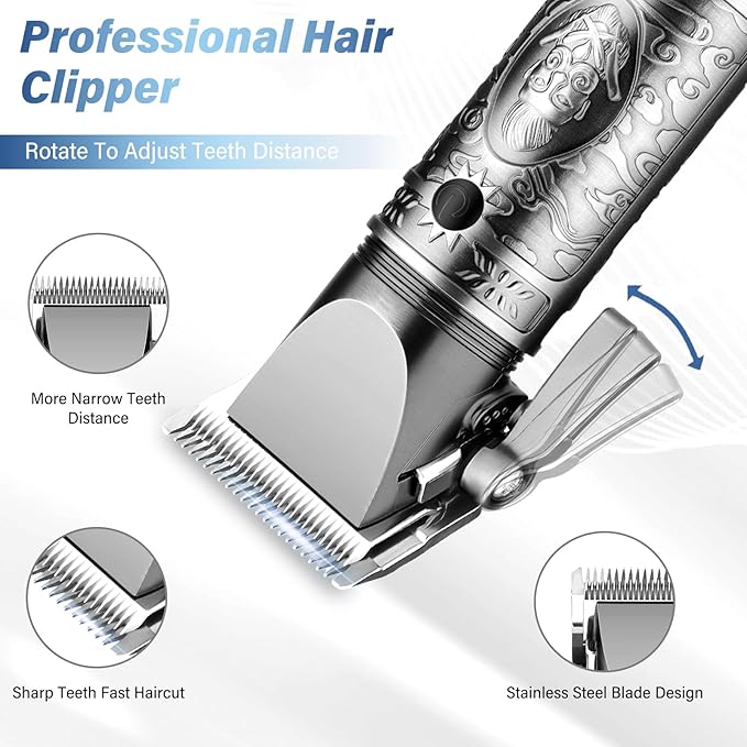 GSKY Professional Hair Clippers, Men's Beard Trimmer & Grooming Kit with Electric Razor, Clippers & Trimmers Set, Hair Cutting Machines-DeskLoop Office