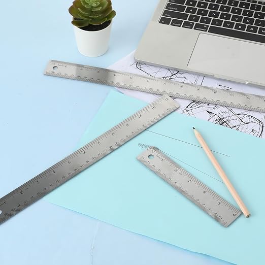 Metal Ruler with Cork Backing 6+12+18 Inch Stainless Steel Metal Ruler Non-Slip - Image 3