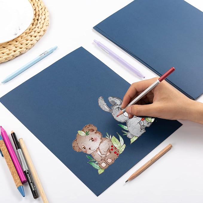 100 Pack Thick Paper Cardstock Blank Heavy Cards Stock for Invitations, Greeting Cards Making, Postcards, Photos, 250GSM Thick Paper (Navy Blue, 8.5x11 inches)