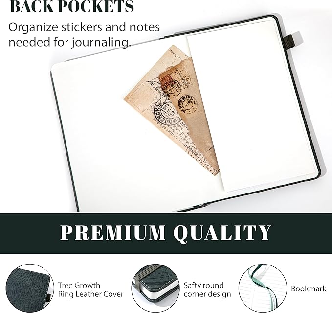 CAGIE Lined Journal for Women & Men, Tree Growth Ring Leather Bound Journal Notebook, 256 Pages 100 GSM Journals for Writing, A5 Hardcover Journaling Notebooks for Work, Note Taking-DeskLoop Office