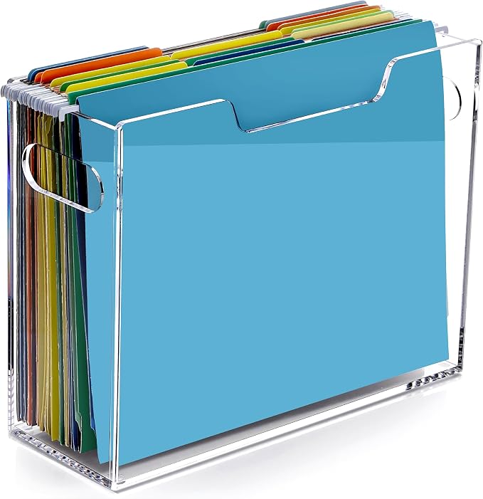 Clear Acrylic Hanging File Organizer Box by Tfirhuoe