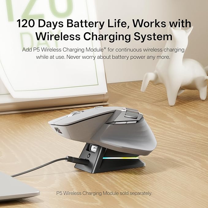 Rapoo MT760 PRO Wireless Mouse, NearLink + Bluetooth 5.0 Multi-Device, 12K DPI, 2K Polling, Ergo for Work & Gaming, 11 Programmable Buttons, On-Board Memory, Quiet Clicks, USB-C, 120 Days Battery Life-DeskLoop Office