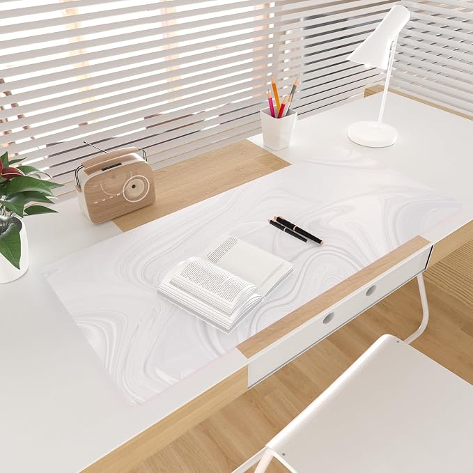 Colorful Star White Marble Large Mouse Pad, Waterproof Office Desk Mat - Image 3