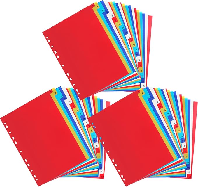3 Sets 21-Tab A-Z Alphabet Binder Dividers by Prudiut