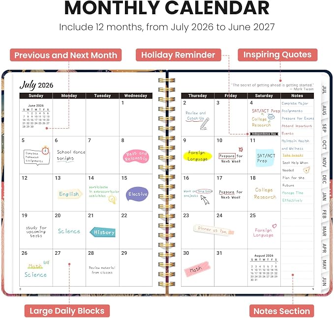 Planner 2026-2027, Hardcover Monthly and Weekly Academic Planner July 2026 - Image 2