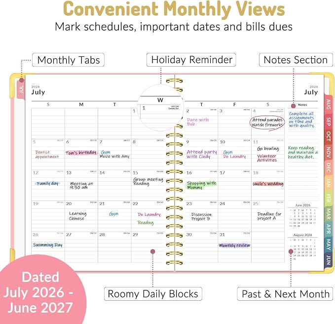 Forvencer Academic Planner 2026-2027, Hardcover Calendar Planner Weekly & - Image 2