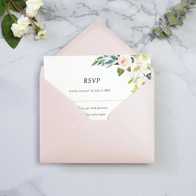 PONATIA 50 Pack A1 Envelopes, 3.62 x 5.2'' Blush Pink Envelopes Perfect - Image 9
