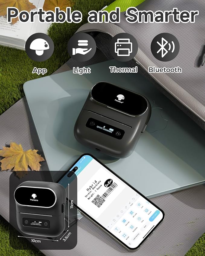 Phomemo M220 Label Maker, Bluetooth Barcode Label Printer, Thermal Sticker Maker Machine for Barcode, Address, Tag Labeling, Compatible with Phone & Laptop-DeskLoop Office