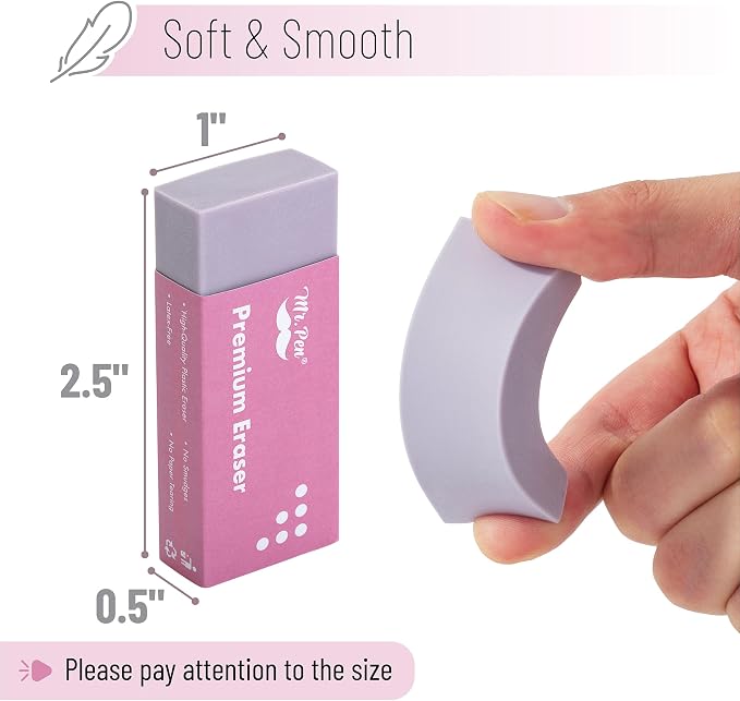 Mr. Pen- Pencil Eraser, 10 Pack | Large Latex Free Vinyl Block Erasers - Image 3