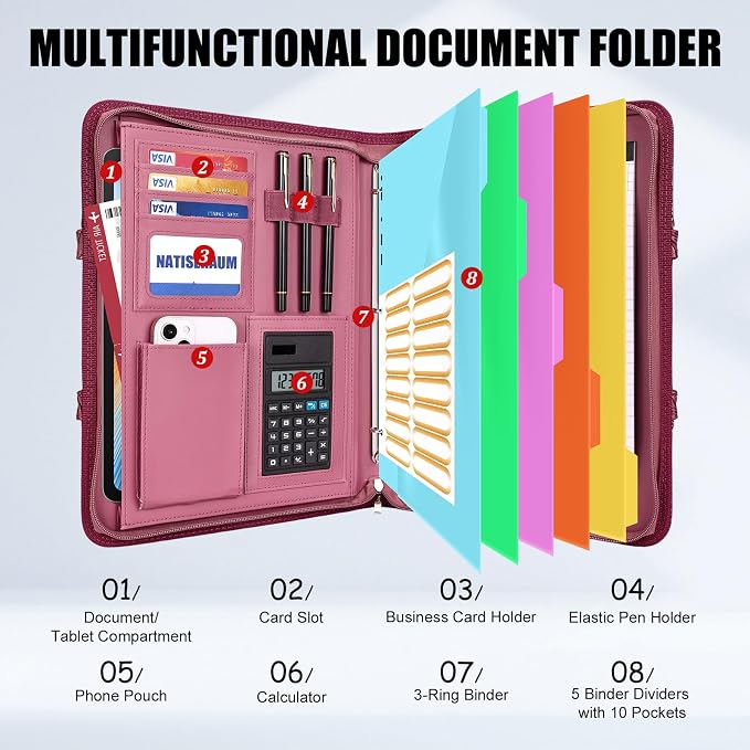 Portfolio Binder 3 Ring Includes Pen and 5 Dividers - Image 2