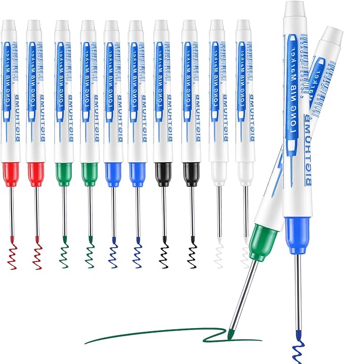 Thboxes 10 Pack Long Nib Marker, 35mm Long Head Deep Hole Markers Waterproof by Thboxes