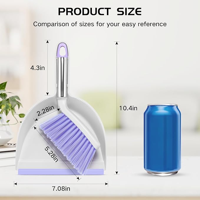 NACENA Mini Broom and Dustpan Set 2 Packs, Small Dust Pan and Brush Set - Image 2