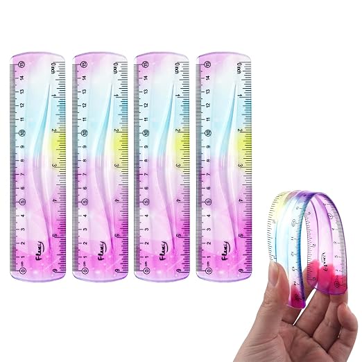 4 PCS 6 Inch Flexible Ruler, Bendable Plastic Ruler, Soft Bendable Gradient by Unknown