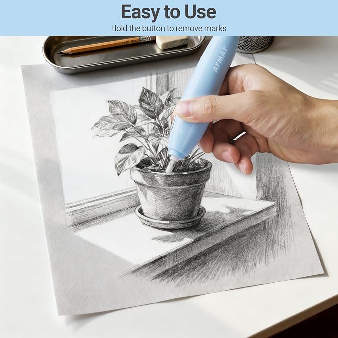 AFMAT Electric Eraser, with 140 Refills, Rechargeable Pencil Eraser - Image 2