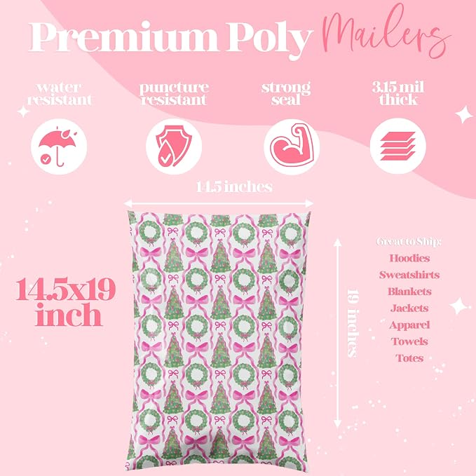 14.5x19 Designer Poly Mailer 100 Pack Heavy Duty Waterproof Self Seal Shipping - Image 2