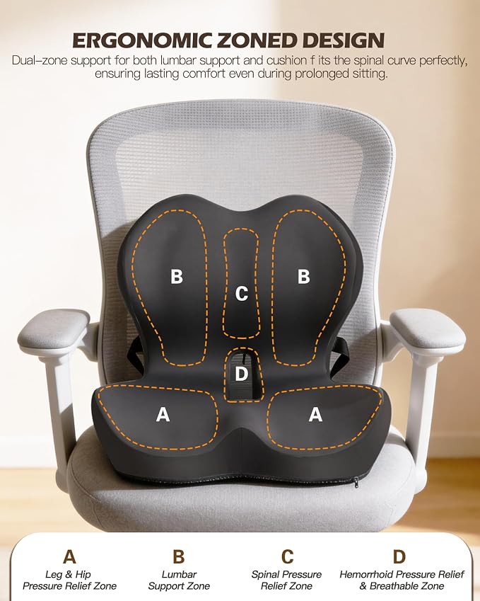 Office Chair Cushion for Tailbone & Low Back Pain Relief, Seat Cushions for - Image 2