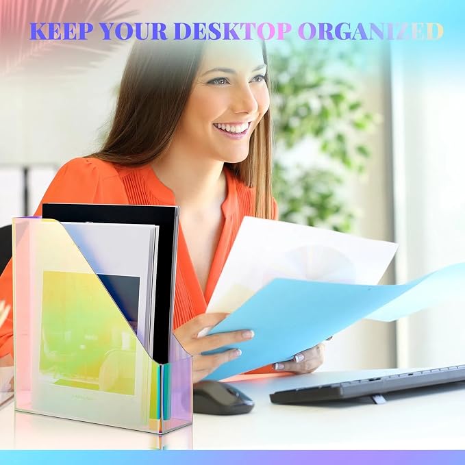Engrowtic 2 Pcs Iridescent Vertical Magazine File Holder Acrylic Magazine - Image 2