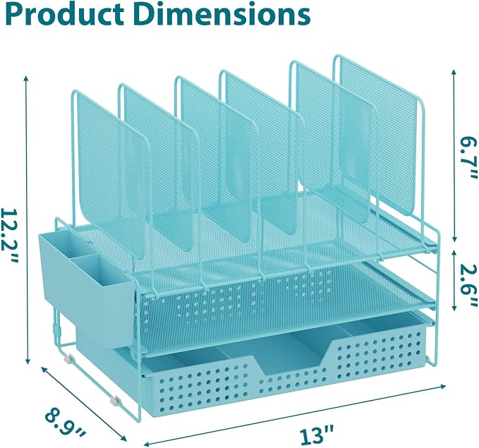 LEKETREE Teal Desk Organizer, Office Organization - Image 7