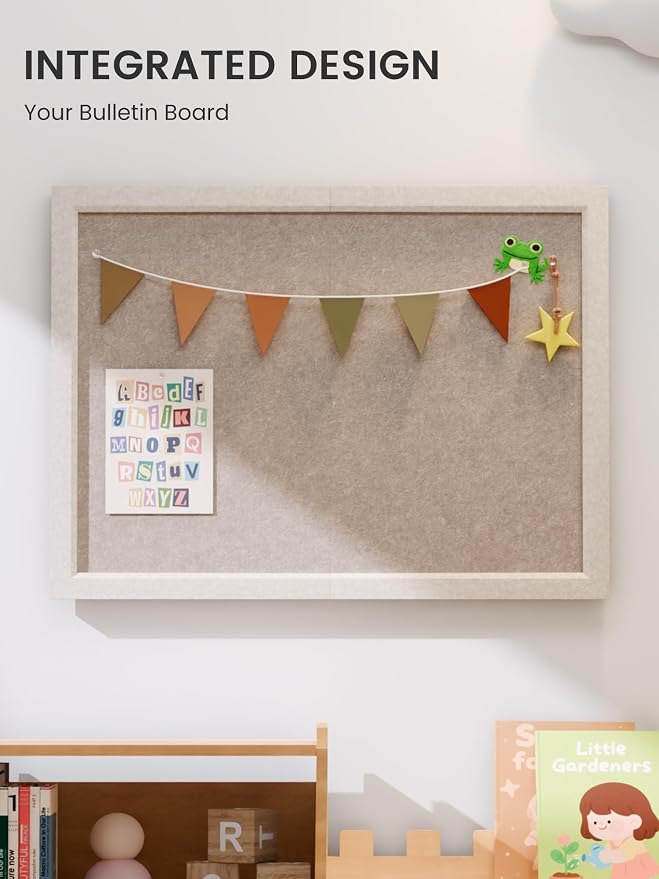 Fluxynara Bulletin Board with Oatmeal Frame, 23.6" x 17.5" Cork Board - Image 6