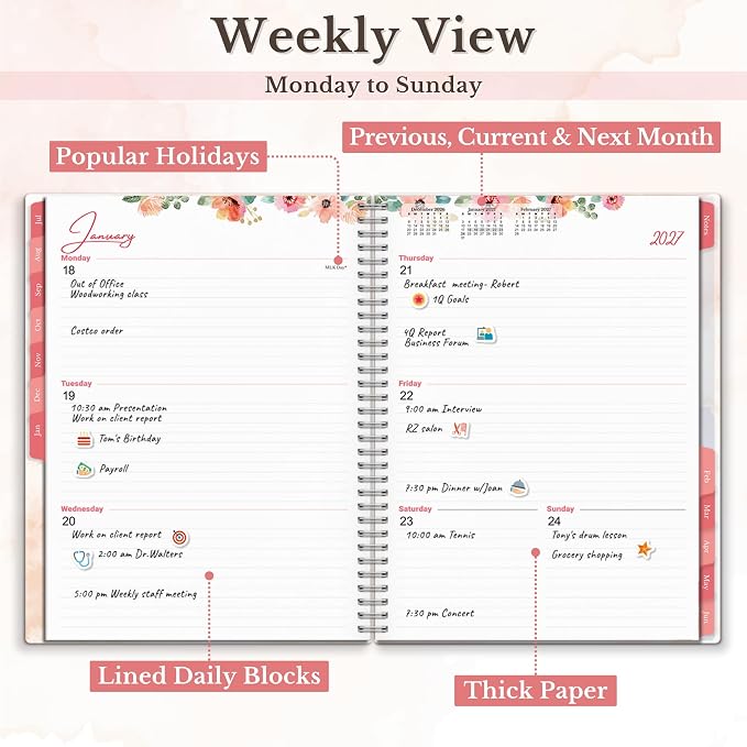 CRANBURY Planner 2026-2027 8.5x11, Academic Year Monthly and Weekly Calendar - Image 6