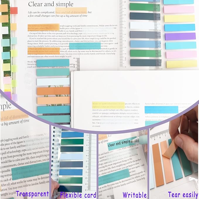 Potanro Sticky Notes 2000 Pcs Sticky Tabs Transparent Book Tabs, Round Clear - Image 4