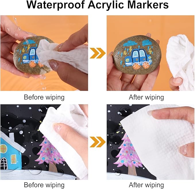 30 Colors Waterproof Dual Tip Acrylic Paint Pens, Dot & Fine Tip Premium Coloring Drawing Markers Set for Wood, Rock Painting, Canvas, Glass, Ceramic Surfaces and DIY Crafts Making Art Supplies-DeskLoop Office