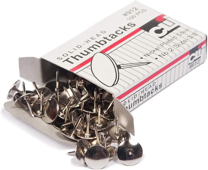 Charles Leonard Thumb Tacks, Nickel Plated Solid Head, 3/8 Inch Head by CharlesLeonard