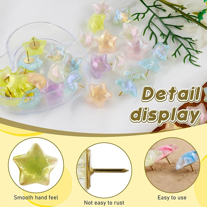 30 Pack Glitter Decorative Push Pins, Aesthetic Resin Thumb Tacks - Image 3