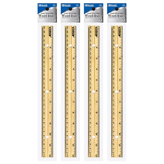 BAZIC Products 12 in Wooden Ruler, Inch & Metric by BAZICProducts
