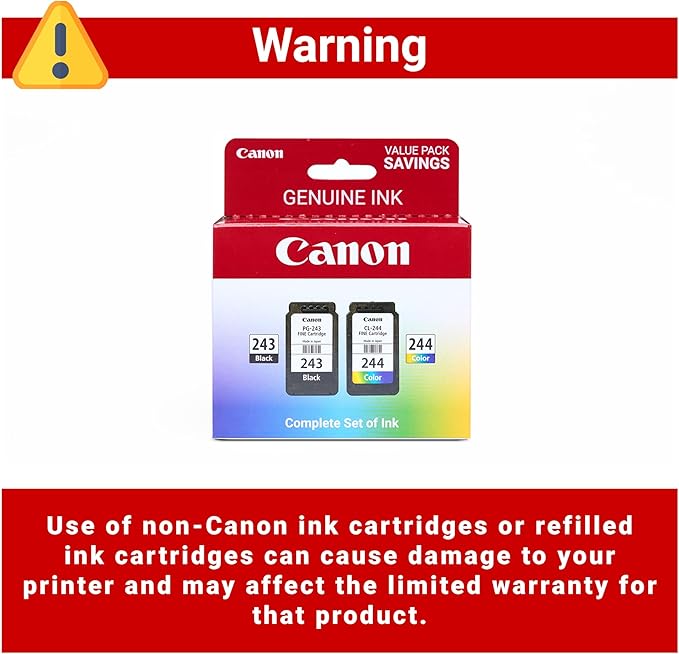 Canon PG-243 / CL-244 Genuine Ink Value Pack (2 Cartridges), Compatible with iP2820, MX492, MG2420/2520/2920/2922/2924/3020/2522/2525, TS3120/302/302a/202/4520/3320-DeskLoop Office