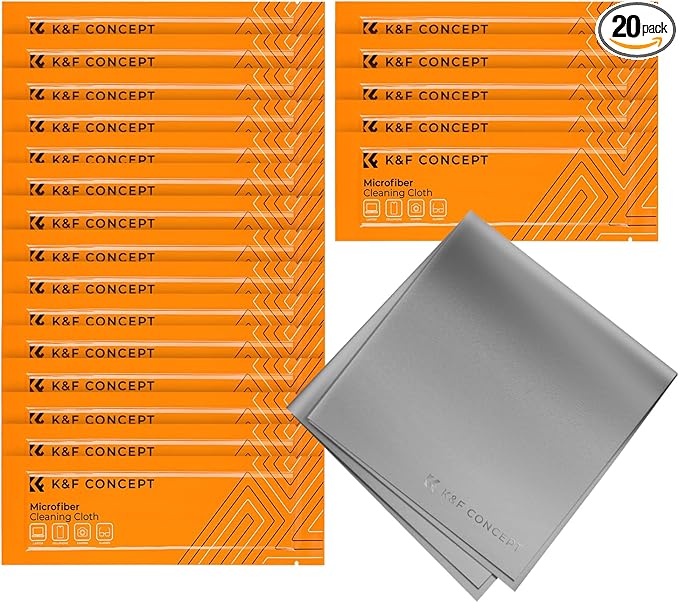 K&F Concept 20 Pack Microfiber Cleaning Cloths - Lens Cleaning Cloth for Cleaning Camera Lenses, Glasses, Screens, Cameras, Eyeglasses, LCD TV Screens, Tablets Washable-DeskLoop Office