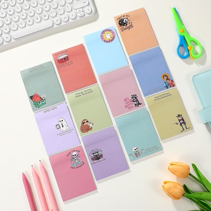12 Pcs Funny Sticky Notes for Work 4x3 Inches Sarcastic Self Adhesive Notepads - Image 7
