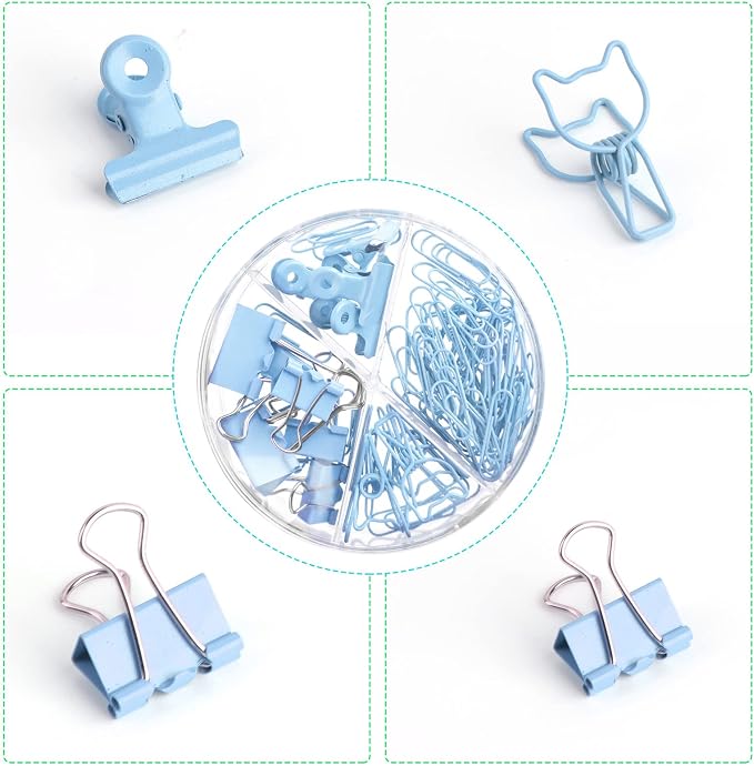 Paper Binder and Clips Set, Metal Assorted Sized Binders - Image 2