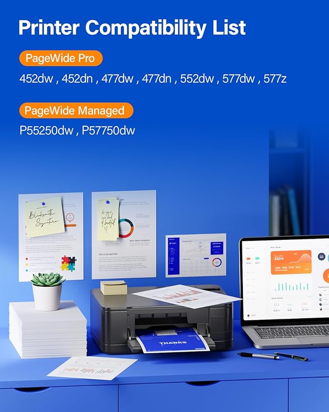 972X Ink Cartridges High Yield 4-Pack with chip Compatible Replacement for HP 972X 972A 972 use with HP Pagewide Pro 477dw 577dw 477dn 452dn 452dw 552dw 577z P55250dw Printer Black Cyan Magenta Yellow-DeskLoop Office