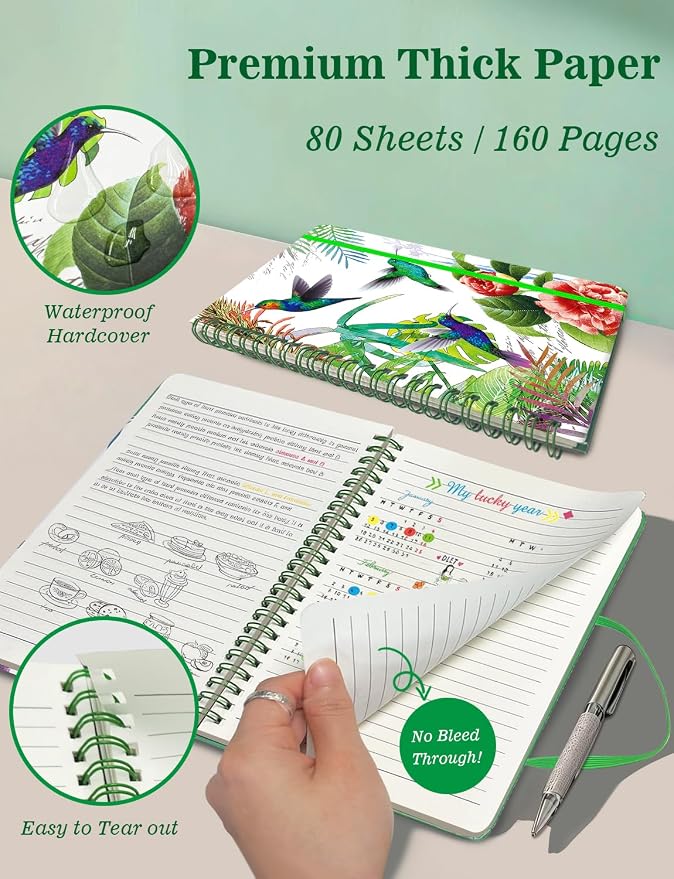 A5 Small Spiral Notebook, 5.7x8.5 Inch 160 Line Page Hardback Small Notepad | - Image 3