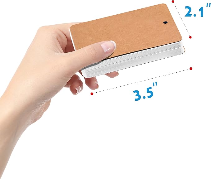 300 Pcs White Blank Customizable Index Flash Study Note Card Pad Kraft Paper - Image 2