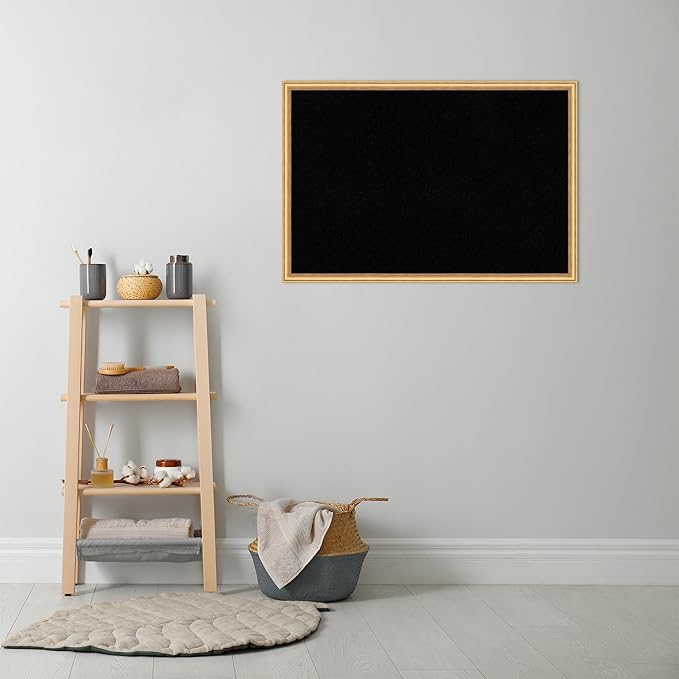 Amanti Art Black Cork Board for Wall, 26x38 Vision Board with Gold Wood Frame, Large Corkboard Office Decor for Home Organization, Casual Corkboard Pinboard to display items for home organization-DeskLoop Office