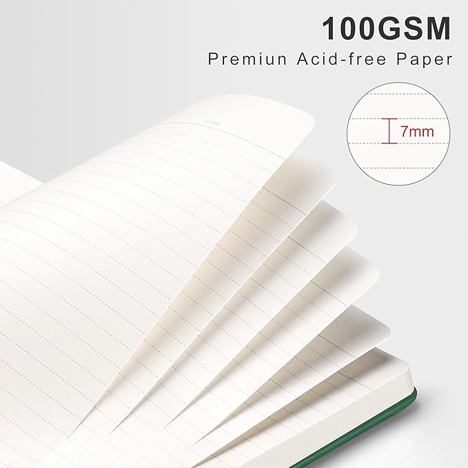 RETTACY Spiral Journal Notebook, 110 Numbered Pages, A4 Large Size (8.5'' x 11''), for Men & Women, Journaling, Writing, Work & Office, Leather Hardcover, 100 GSM Thick Paper (Dark Green)-DeskLoop Office