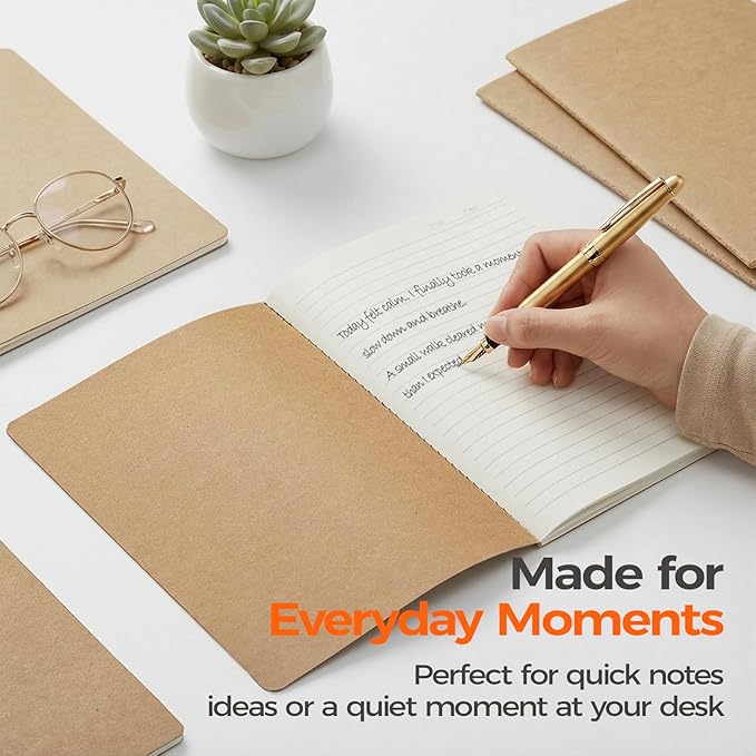 8 Pack Kraft Notebooks Bulk A5, 60 Pages Lined Ruled Journals, 8.3x5.5 Inches - Image 5