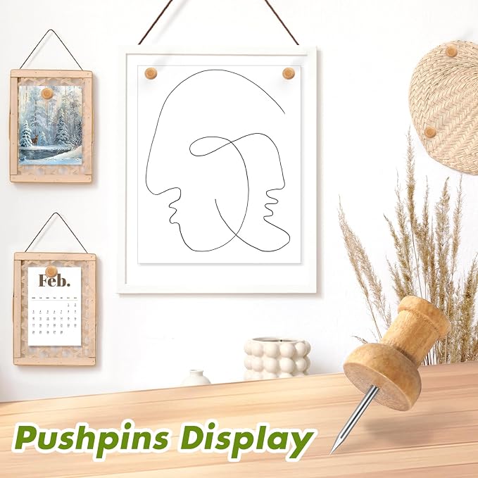 120Pcs Coffee Wood Push Pins, Wooden Pins and Tacks, Cute Pushpins - Image 5