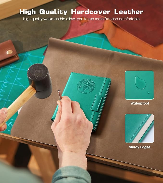 Biuwory A6 Leather Pocket Notebook, 140 Lined Pages Hardcover Small Journal | - Image 3