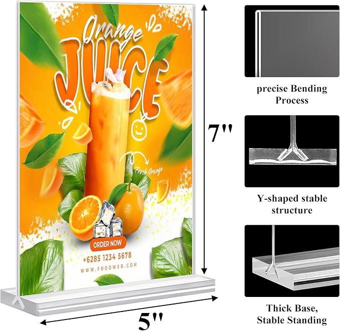 Acrylic Sign Holder 5x7, 6 Pack Clear Plastic Table Display Vertical - Image 5