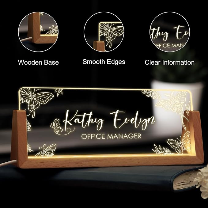 Custom Name Plate for Desk, Personalized Light Up Acrylic Desk Name Plate - Image 4
